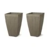 Glitzhome® 23" Eco-Friendly Oversized Faux Concrete Square Fluted Pot Planters, 2ct. Brown