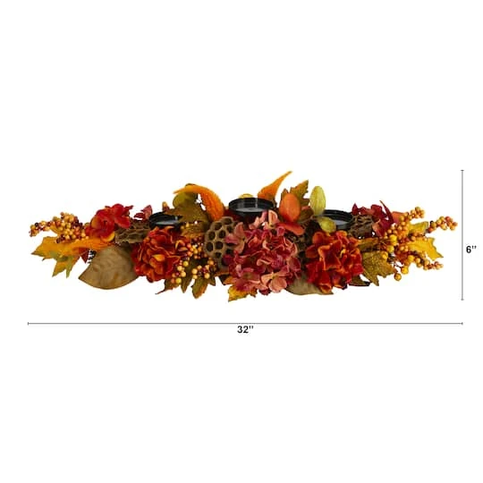 6" Fall Hydrangea, Lotus Seed & Berries Candelabrum 3 6" Fall Hydrangea, Lotus Seed & Berries Candelabrum - Image 3