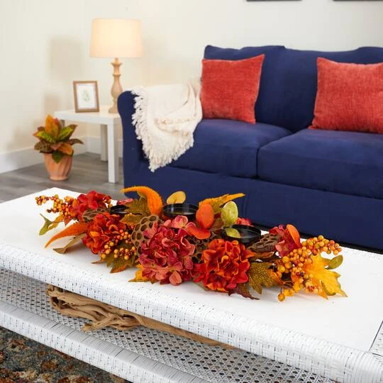 6" Fall Hydrangea, Lotus Seed & Berries Candelabrum 5 6" Fall Hydrangea, Lotus Seed & Berries Candelabrum - Image 5