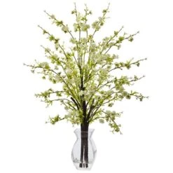 2ft. White Cherry Blossom In Glass Vase -Michaels Shop D292574S 11 1