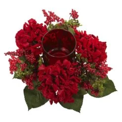 6" Red Hydrangea & Berry Candelabrum 8 6" Red Hydrangea & Berry Candelabrum -Michaels Shop D292637S 2