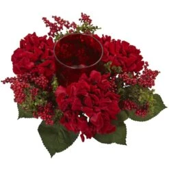 6" Red Hydrangea & Berry Candelabrum 9 6" Red Hydrangea & Berry Candelabrum -Michaels Shop D292637S 3