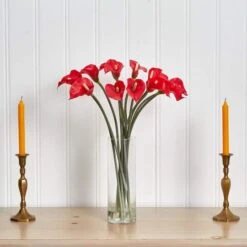 20" Mini Calla Lily Arrangement In Tall Vase, Red -Michaels Shop D292661S 14