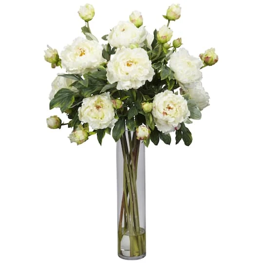3ft. Peony Arrangement In Cylinder Vase 2 3ft. Peony Arrangement In Cylinder Vase - Image 2