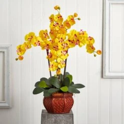 2.5ft. Yellow Moth Orchid Arrangement With Decorative Vase -Michaels Shop D292704S 13
