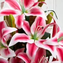 18" Pink Rubrum Lily Arrangement With Decorative Vase 8 18" Pink Rubrum Lily Arrangement With Decorative Vase -Michaels Shop D292734S 13