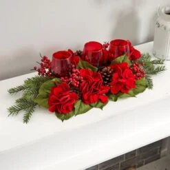 4" Triple Red Hydrangea Candelabrum Centerpiece -Michaels Shop D292748S 17