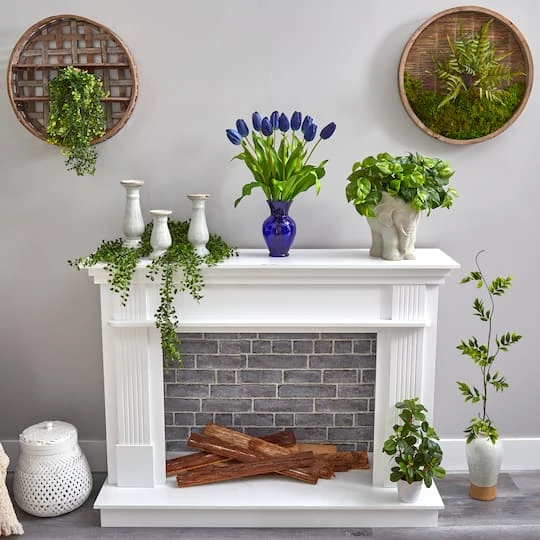 22" Blue Dutch Tulip Arrangement In Blue Vase 5 22" Blue Dutch Tulip Arrangement In Blue Vase - Image 5