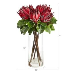 22" King Protea Floral Arrangement In Glass Vase -Michaels Shop D292799S 2