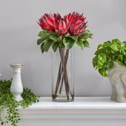 22" King Protea Floral Arrangement In Glass Vase -Michaels Shop D292799S 3