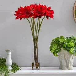 2.5ft. Red Lotus Arrangement In Cylinder Vase -Michaels Shop D292814S 3