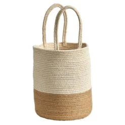 12" Handmade Natural Cotton Woven Basket Planter -Michaels Shop D292988S 3