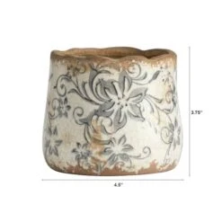 4" Tuscan Ceramic Gray Scroll Planter -Michaels Shop D293038S 2