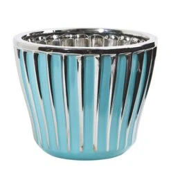 6" Turquoise Vase With Silver Trimming -Michaels Shop D293048S 1 1