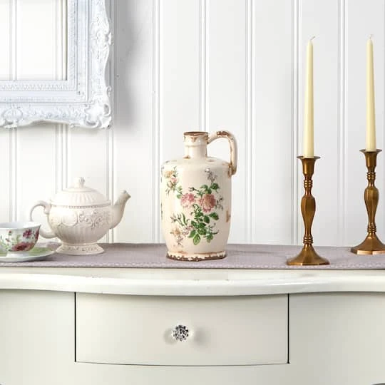 10" Tuscan Ceramic Floral Print Pitcher 4 10" Tuscan Ceramic Floral Print Pitcher - Image 4