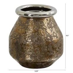 9.5" Textured Bronze Vase With Silver Rim 6 9.5" Textured Bronze Vase With Silver Rim -Michaels Shop D293056S 12