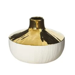 5.5" Elegance Ceramic Decorative Vase With Gold Accents
