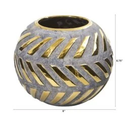 7" Regal Round Stone Vase With Gold Accents -Michaels Shop D293093S 2