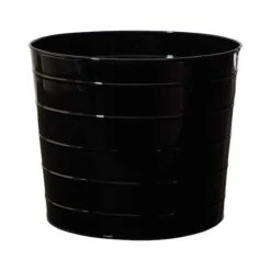 10" Farmhouse Black Metal Ribbed Planter
