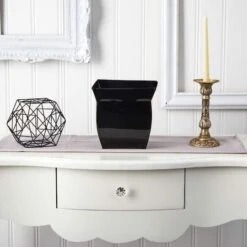 8" Black Fluted Metal Square Planter -Michaels Shop D293107S 3