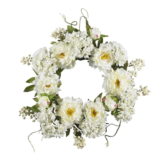 20" White Peony & Hydrangea Wreath 1 20" White Peony & Hydrangea Wreath