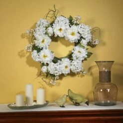 20" White Peony & Hydrangea Wreath 5 20" White Peony & Hydrangea Wreath -Michaels Shop D293310S 2
