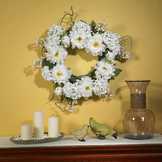 20" White Peony & Hydrangea Wreath 3 20" White Peony & Hydrangea Wreath - Image 3