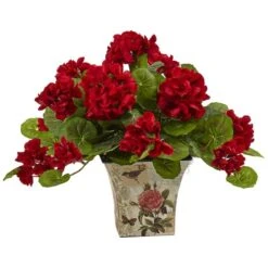 11" Geranium In Floral Planter, 2ct. -Michaels Shop D293349S 12