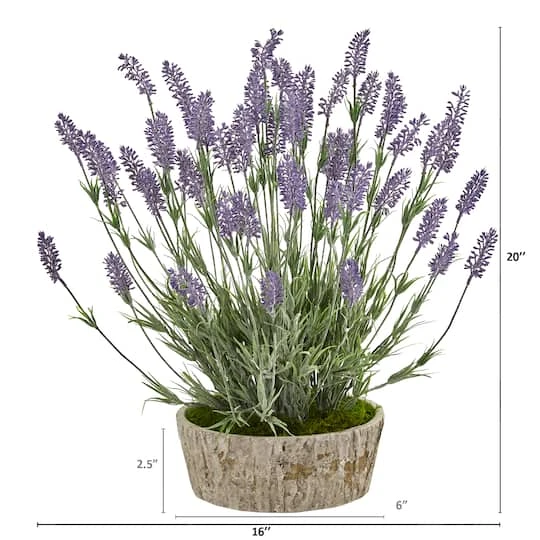 20in. Lavender Plant In Weathered Oak Planter 3 20in. Lavender Plant In Weathered Oak Planter - Image 3