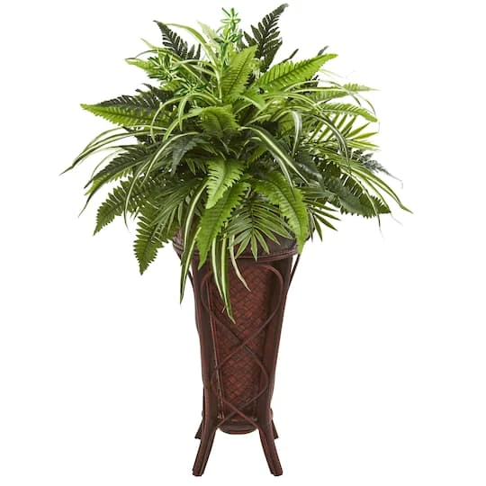 2.5ft. Mixed Greens & Fern Plant In Decorative Stand 1 2.5ft. Mixed Greens & Fern Plant In Decorative Stand