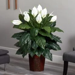 4ft. Peace Lily Plant In Wood Vase 6 4ft. Peace Lily Plant In Wood Vase -Michaels Shop D293961S 12