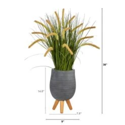 3ft. Onion Grass Plant In Gray Planter With Stand -Michaels Shop D294043S 2