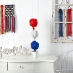 2ft. Red, White & Blue Americana Topiary Plant With 35 Warm LED Lights -Michaels Shop D294215S 15