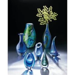 8.5" Azure Blue Art Glass Vase -Michaels Shop D296969S 2