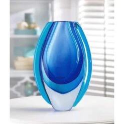 8.5" Azure Blue Art Glass Vase -Michaels Shop D296969S 4
