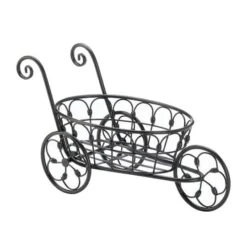 11" Black Iron Flower Cart