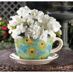 4.5'' Peacock Feather Teacup Planter -Michaels Shop D299108S 2