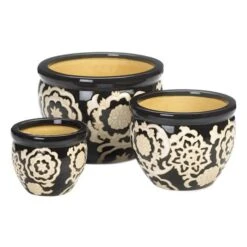 Floral Nights Ceramic Planter Set -Michaels Shop D299120S 1 1