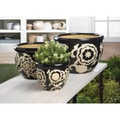 Floral Nights Ceramic Planter Set -Michaels Shop D299120S 2