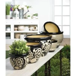 Floral Nights Ceramic Planter Set -Michaels Shop D299120S 3