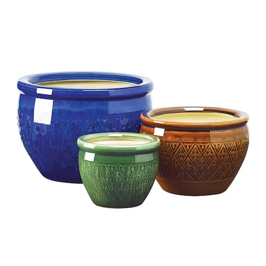 3 Jewel-Tone Flower Pot Set 1 3 Jewel-Tone Flower Pot Set