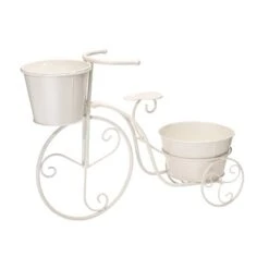 Glitzhome® 21.5'' White Metal Bicycle Plant Stand -Michaels Shop D303681S 1 1