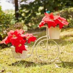 Glitzhome® 21.5'' White Metal Bicycle Plant Stand -Michaels Shop D303681S 3