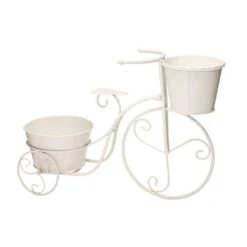 Glitzhome® 21.5'' White Metal Bicycle Plant Stand -Michaels Shop D303681S 5