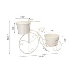 Glitzhome® 21.5'' White Metal Bicycle Plant Stand -Michaels Shop D303681S 6