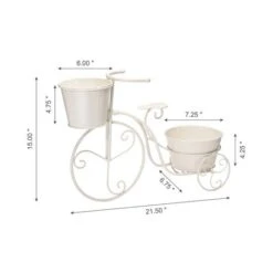 Glitzhome® 21.5'' White Metal Bicycle Plant Stand -Michaels Shop D303681S 8