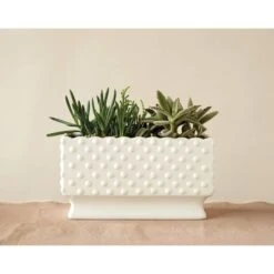Hello Honey® 11" White Hobnail Rectangle Ceramic Planter -Michaels Shop D319149S 3