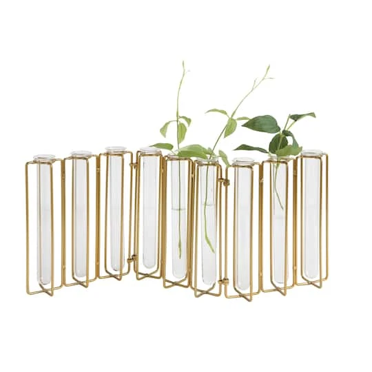 Hello Honey® 9 Test Tube Vases With Gold Metal Stand Set 2 Hello Honey® 9 Test Tube Vases With Gold Metal Stand Set - Image 2