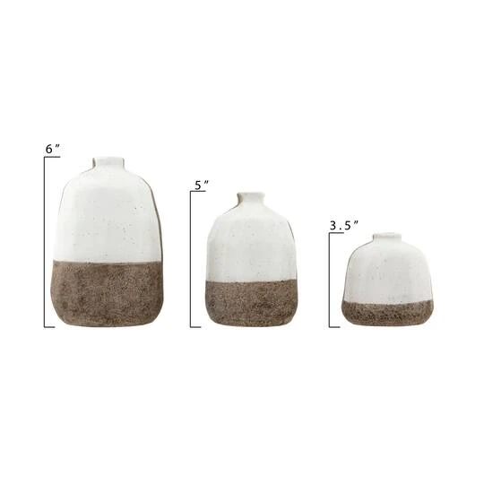 Hello Honey® White & Gray Stripe Terracotta Vase Set 6 Hello Honey® White & Gray Stripe Terracotta Vase Set - Image 6