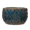 Hello Honey® 7" Distressed Blue Embossed Terra Cotta Planter With Circle Pattern